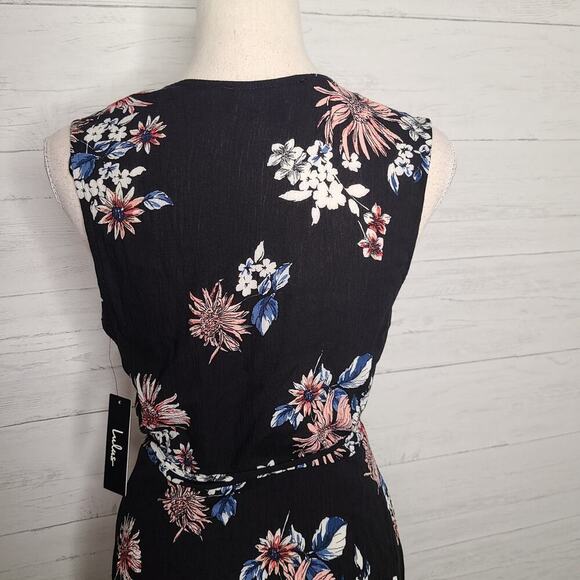 Lulu's Midnight Flower Black Floral Print Wrap Dress Size XS - Picture 12 of 12